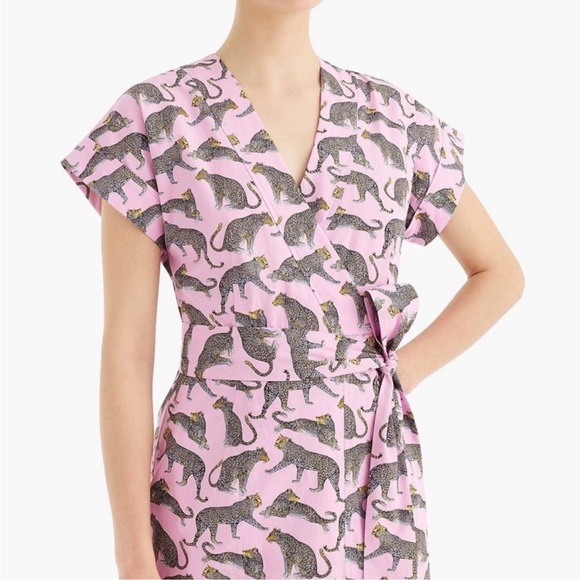 J CREW Lavender Leopard Animal Print Wrap Dress - L7934 - Sz 6 NWT - Picture 3 of 5